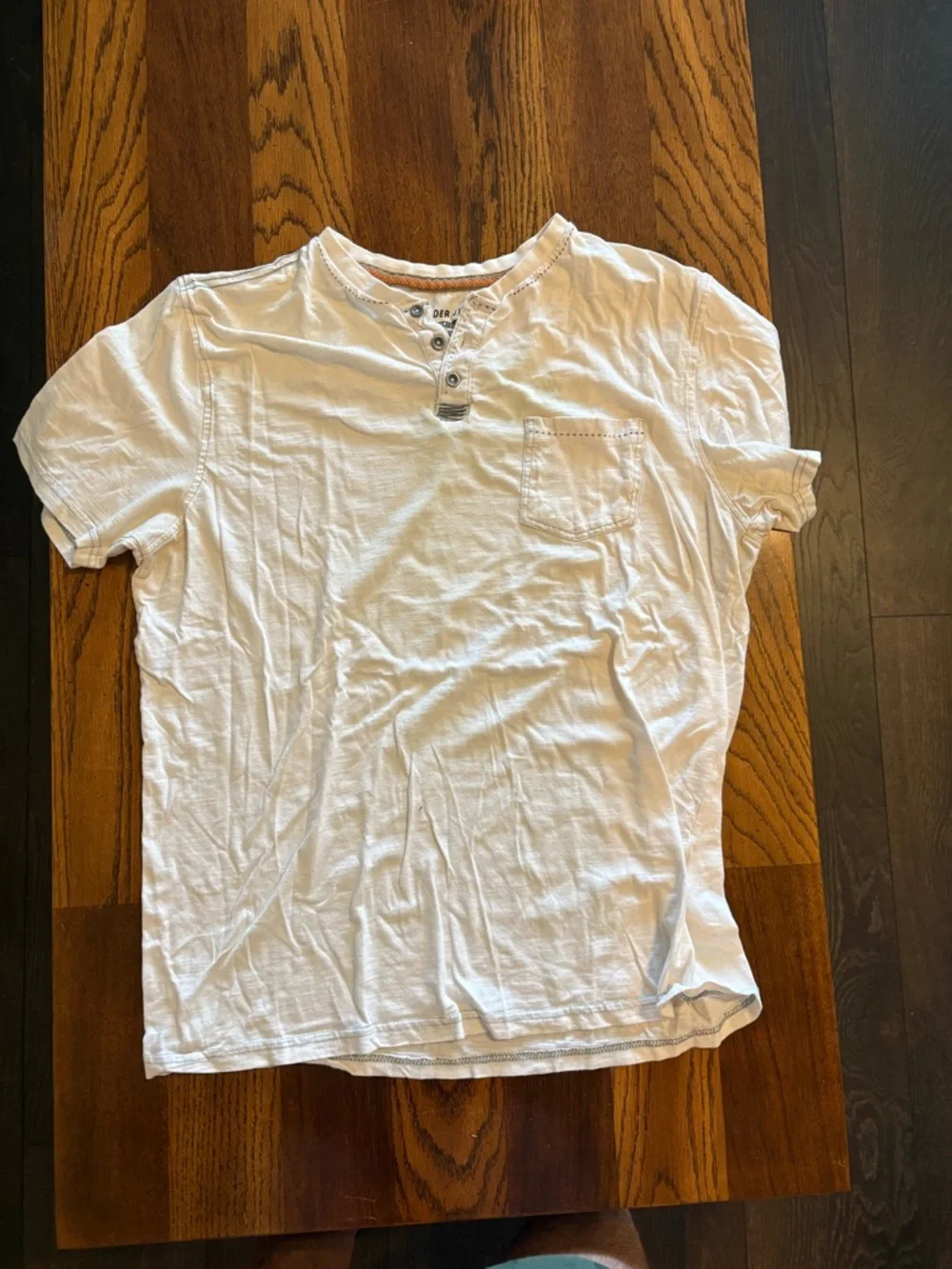 Alexander Julian White Short-Sleeve Henley Tee with Orange Trim - Picture 3 of 3